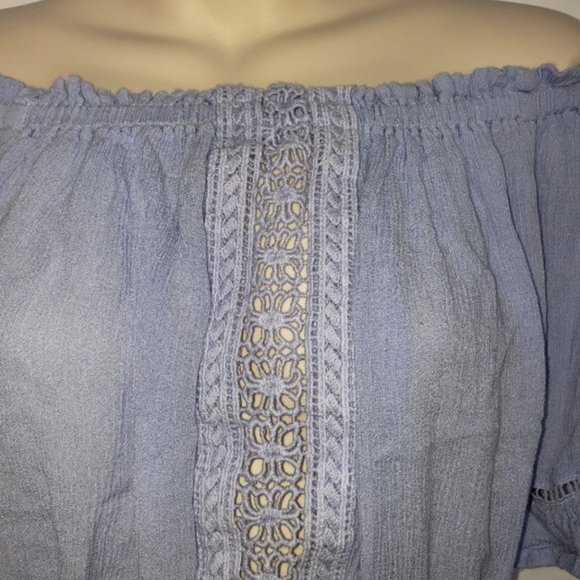 PATRONS OF PEACE blue crop top small - Picture 2 of 6